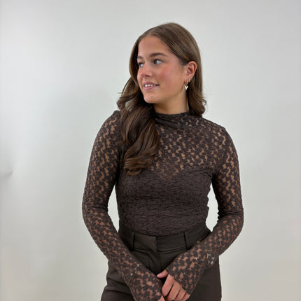 Arina mesh top bruin