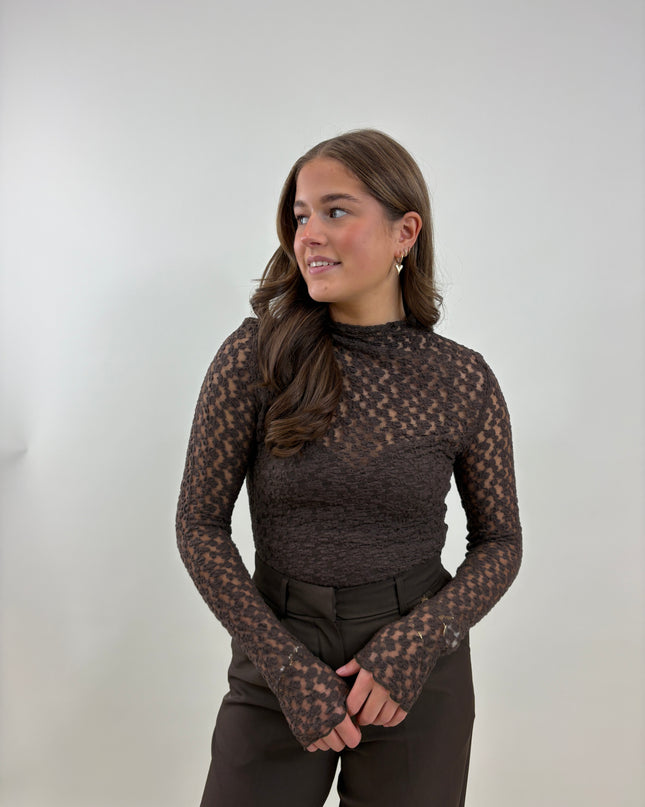 Arina mesh top bruin