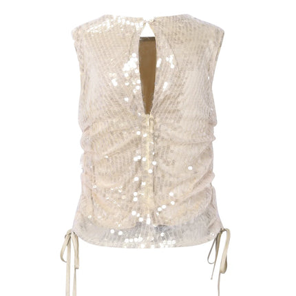  - Pailletten top beige - Your Style Fashion