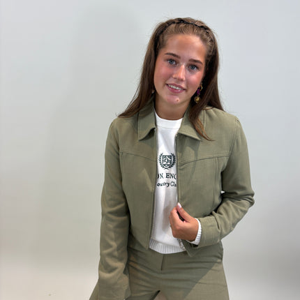 Zoë cropped blazer olijf