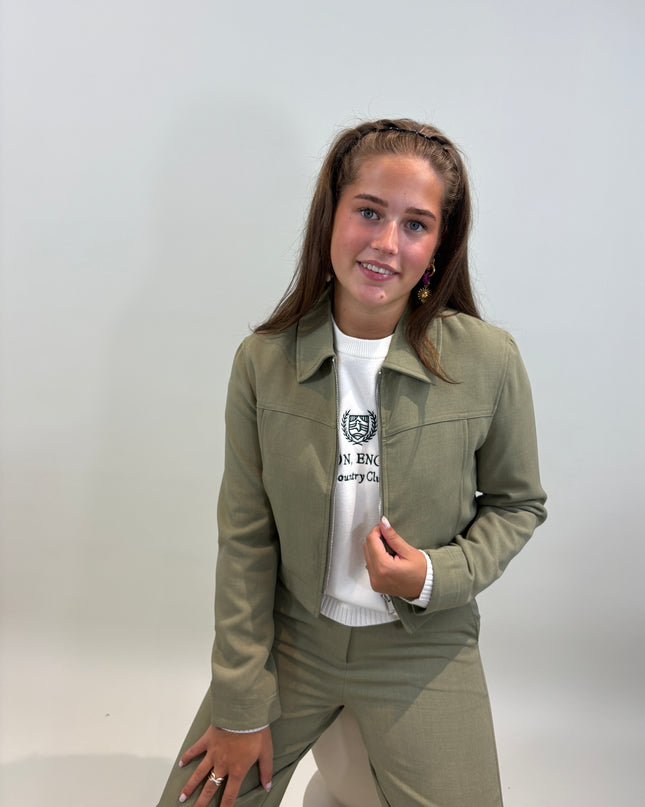 Zoë cropped blazer olijf