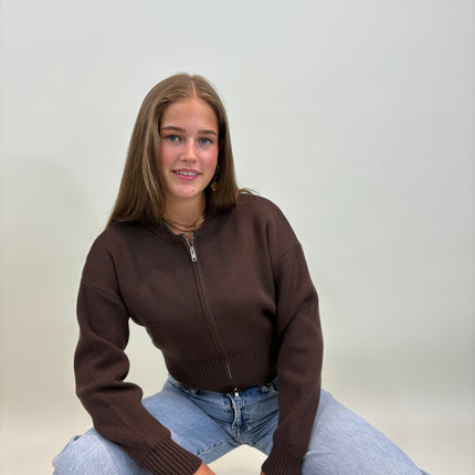 Esmee zip vest bruin