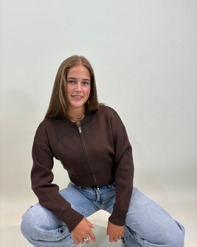 Esmee zip vest bruin
