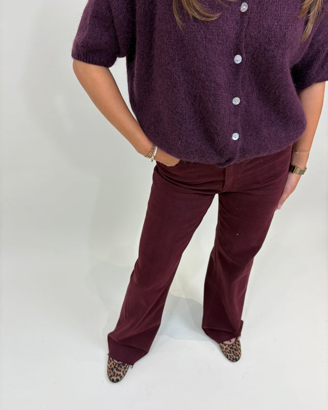 Tall jeans met strass rood | Queen Hearts