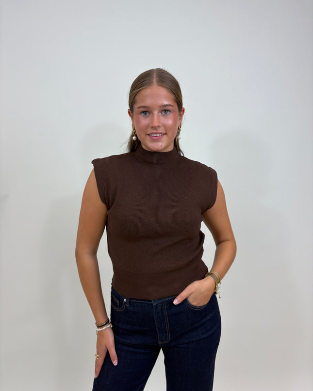 Milou top donkerbruin