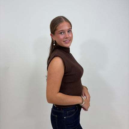Milou top donkerbruin