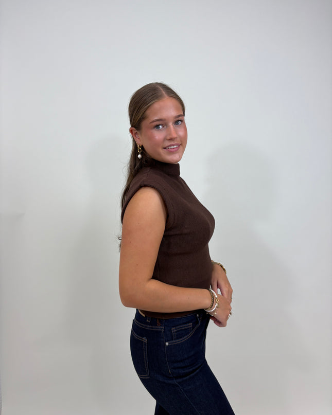 Milou top donkerbruin