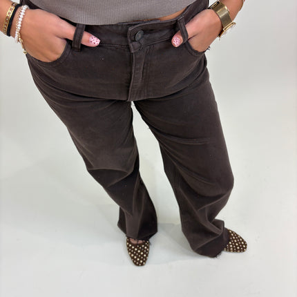Tall jeans met strass bruin | Queen Hearts
