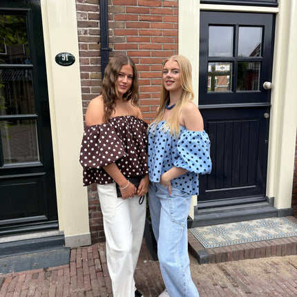  - Belle off-shoulder blauw - Your Style Fashion