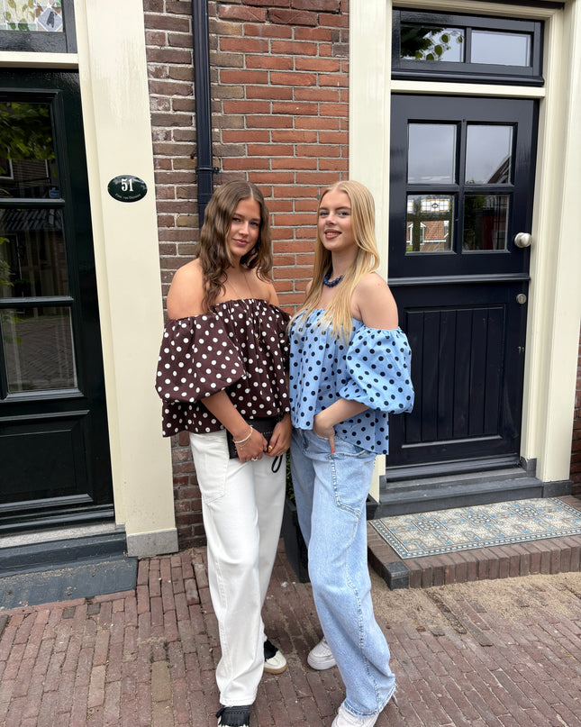  - Belle off-shoulder blauw - Your Style Fashion