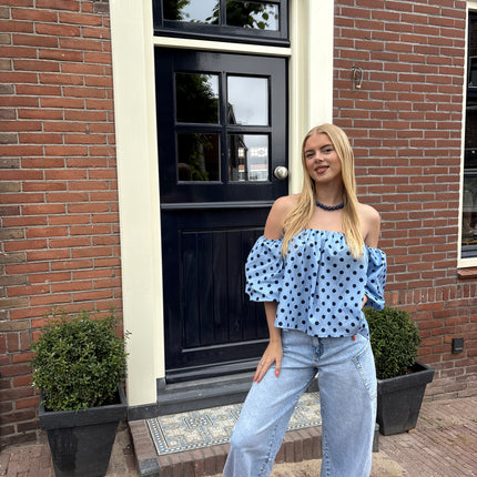  - Lichtblauwe barrel met zak | Queen Hearts - Your Style Fashion