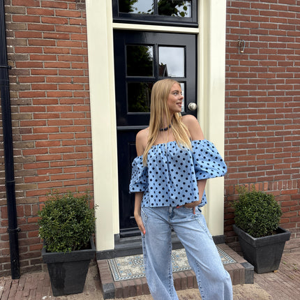  - Belle off-shoulder blauw - Your Style Fashion