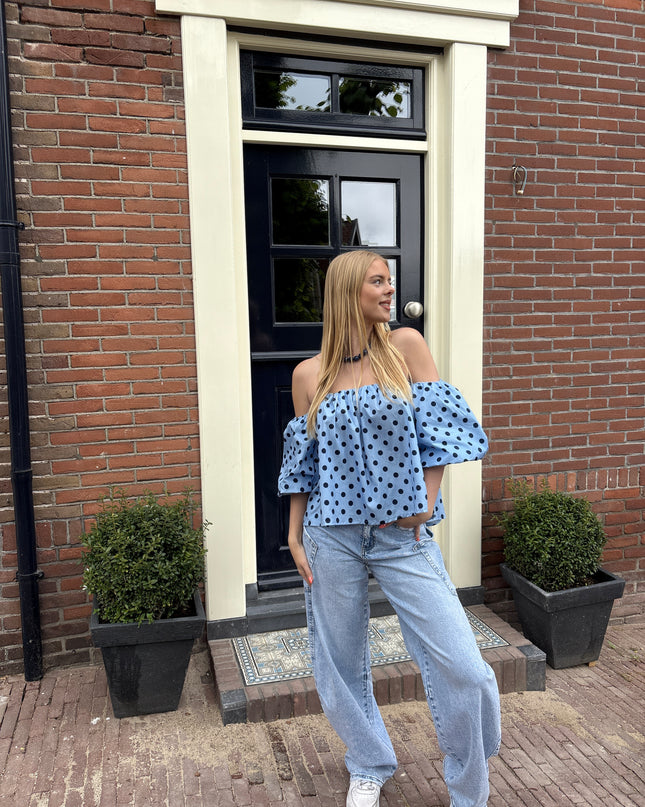  - Belle off-shoulder blauw - Your Style Fashion