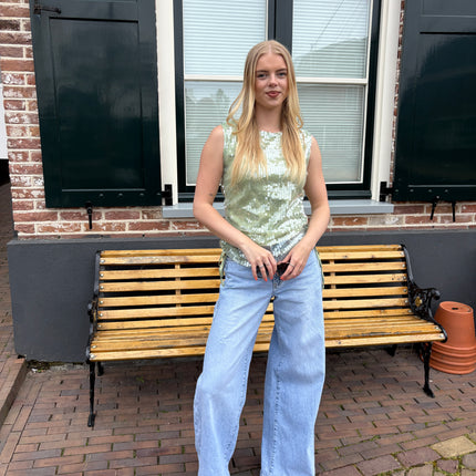  - Pailletten top groen - Your Style Fashion