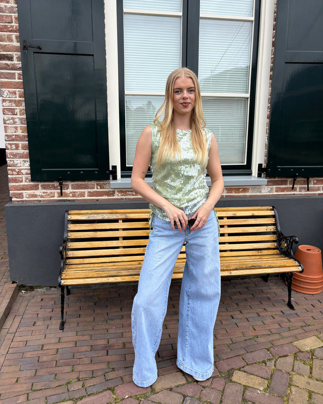  - Pailletten top groen - Your Style Fashion