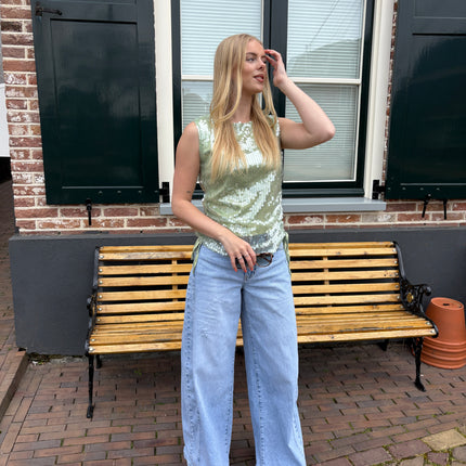  - Pailletten top groen - Your Style Fashion
