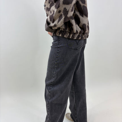 Balloon jeans zwart met strass | Queen Hearts