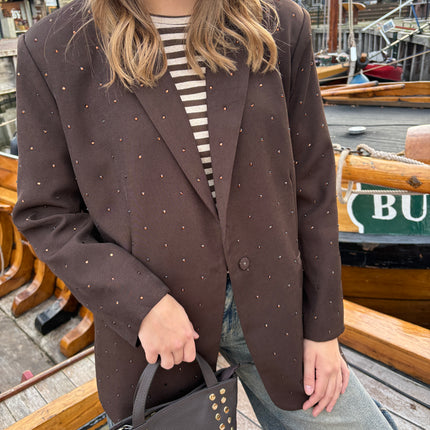 Denice strass blazer bruin