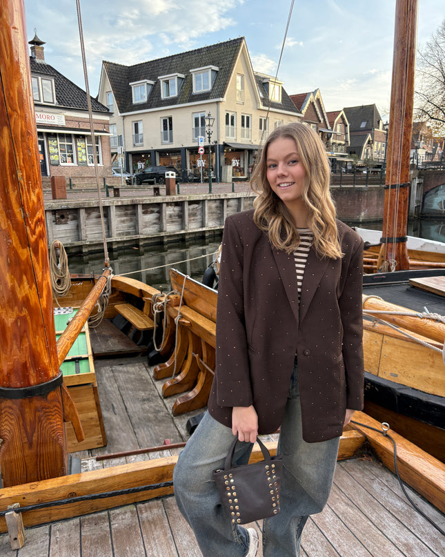 Denice strass blazer bruin
