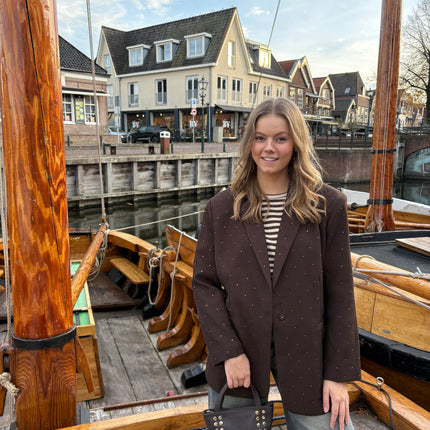Denice strass blazer bruin