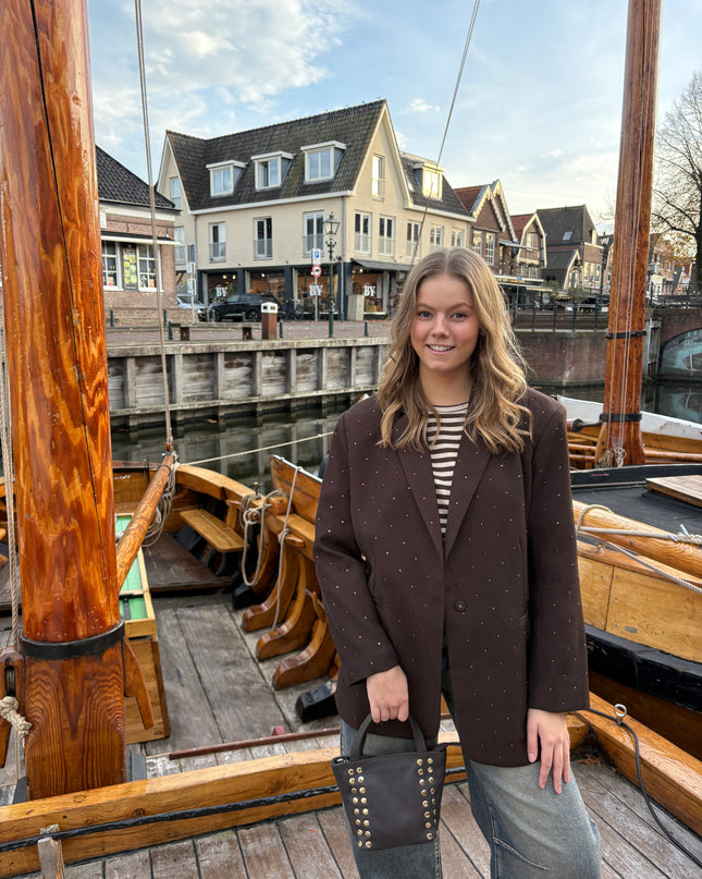Denice strass blazer bruin