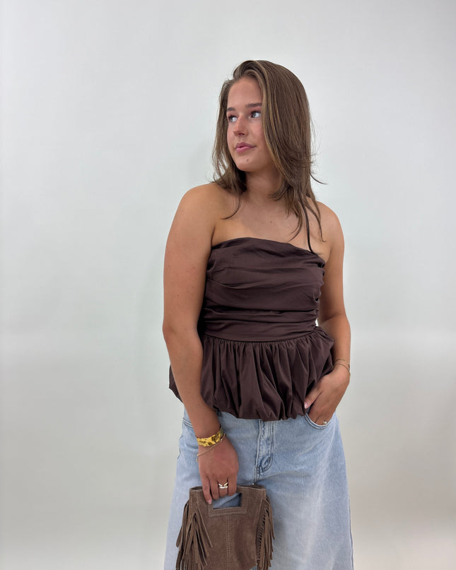  - Juul off-shoulder bruin - Your Style Fashion
