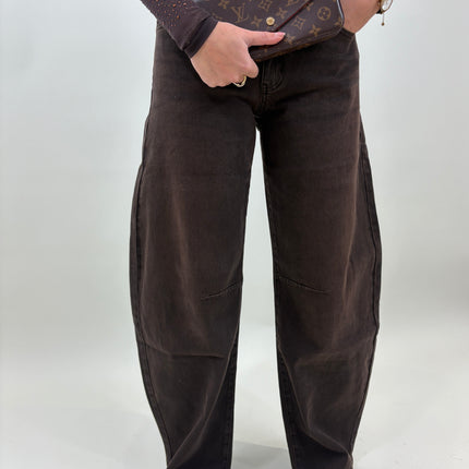 Balloon jeans bruin | Queen Hearts