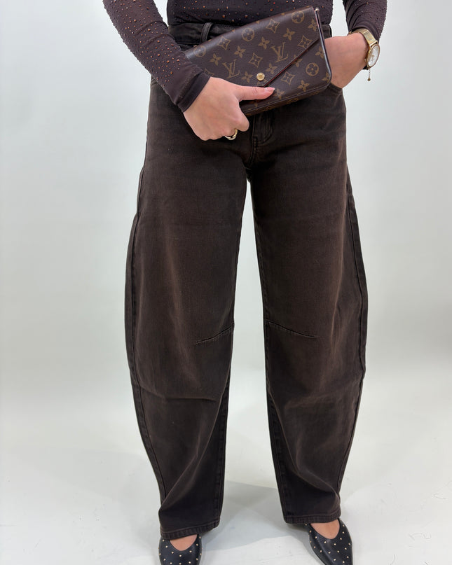 Balloon jeans bruin | Queen Hearts