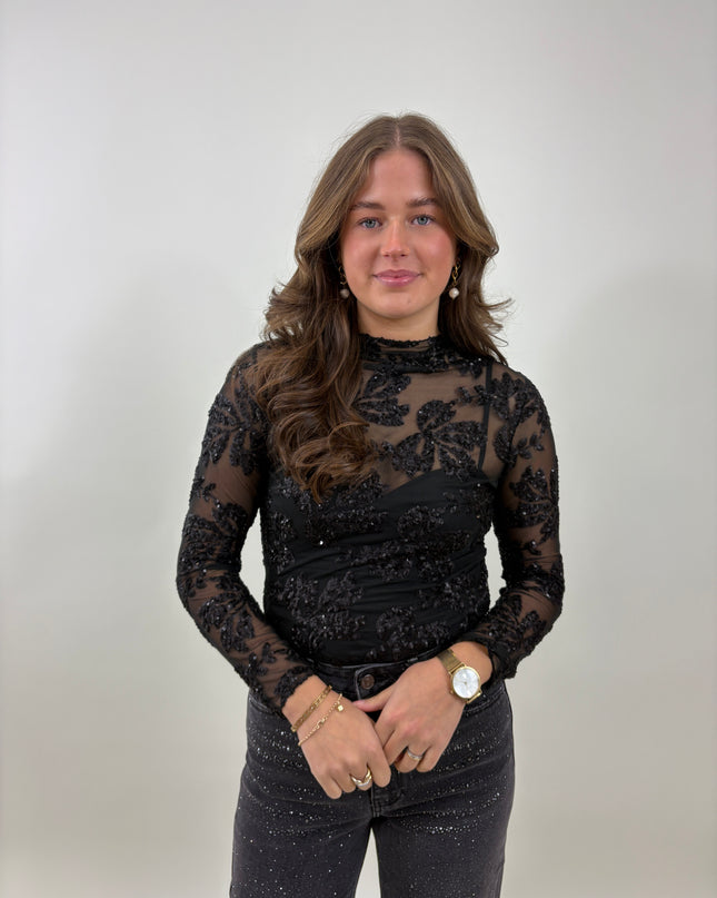 Lotte mesh top zwart