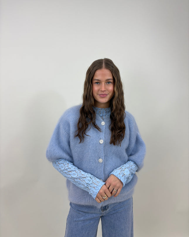  - Marit mesh top blauw - Your Style Fashion