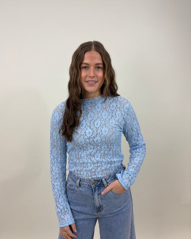  - Marit mesh top blauw - Your Style Fashion