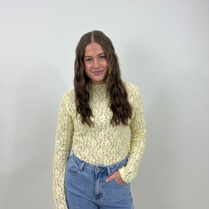  - Marit mesh top geel - Your Style Fashion