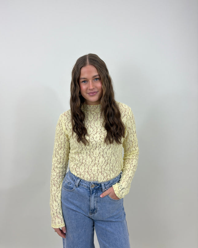  - Marit mesh top geel - Your Style Fashion