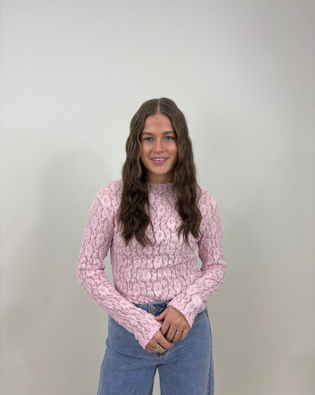  - Marit mesh top roze - Your Style Fashion