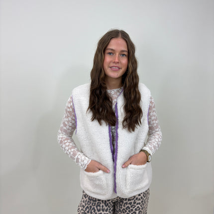  - Teddy gilet paars - Your Style Fashion