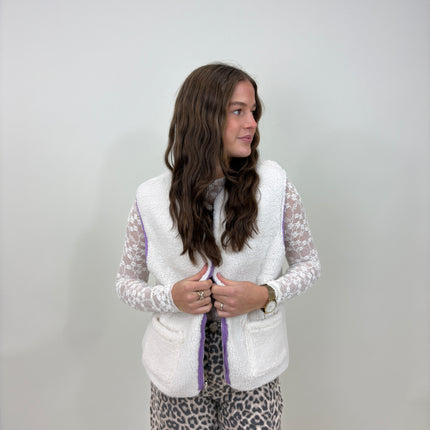  - Teddy gilet paars - Your Style Fashion