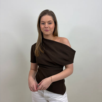  - Lieke off-shoulder bruin - Your Style Fashion
