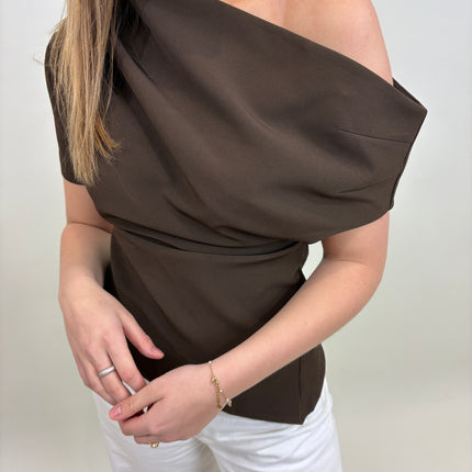  - Lieke off-shoulder bruin - Your Style Fashion