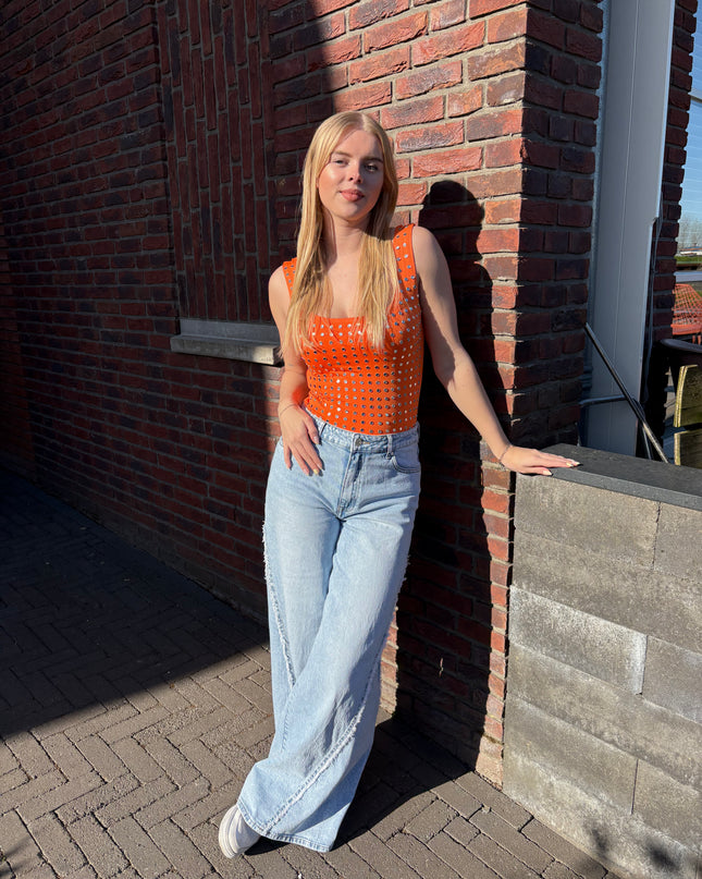  - Stud body oranje - Your Style Fashion