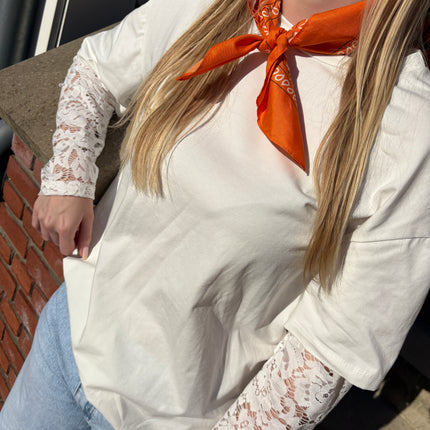  - Oranje sjaaltje met print - Your Style Fashion