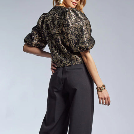 Livia Blouse Zwart/Goud | Freebird